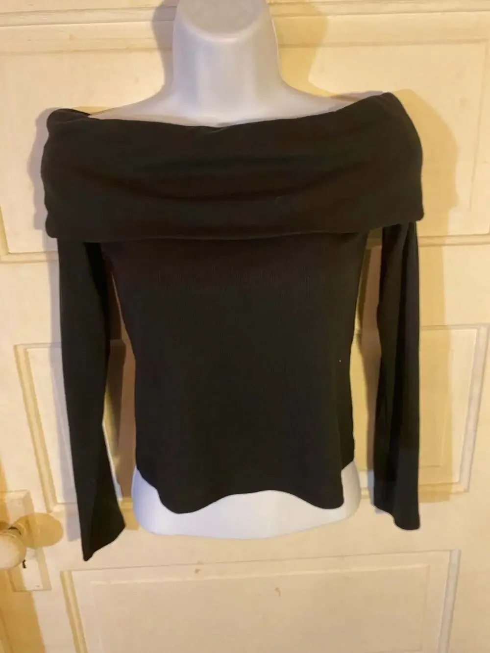 Art Class Girls Black Ribbed Off-the-Shoulder Long Sleeve Top